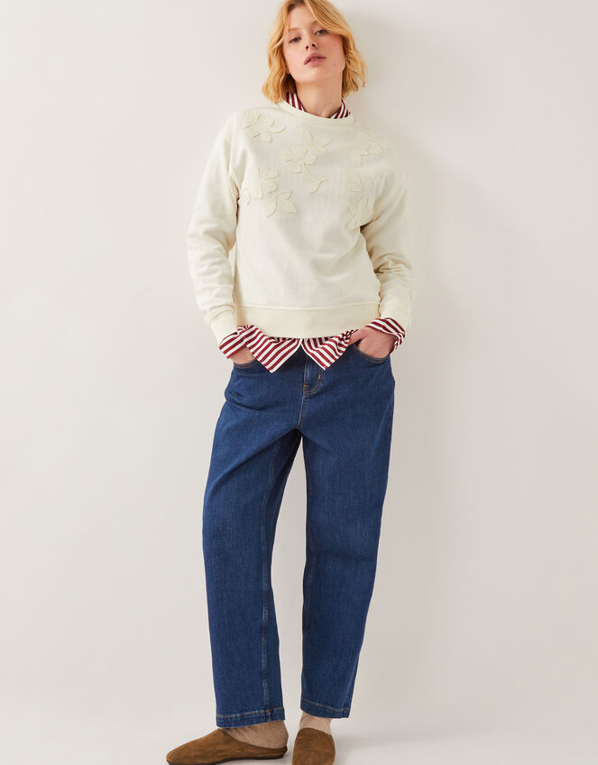 Abi Floral Applique Sweatshirt, Natural (NEUTRAL), large