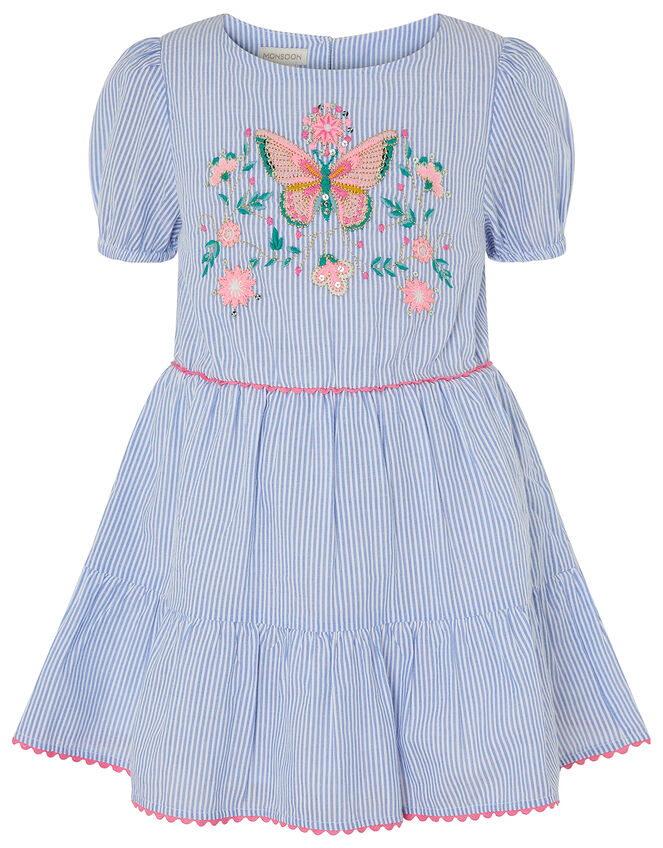 Butterfly Stripe Tunic and Leggings Set, Blue (BLUE), large