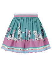 Nessie Dog Border Print Skirt in Organic Cotton, Green (GREEN), large