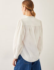 Chiara Frill Cotton Blouse, Ivory (IVORY), large