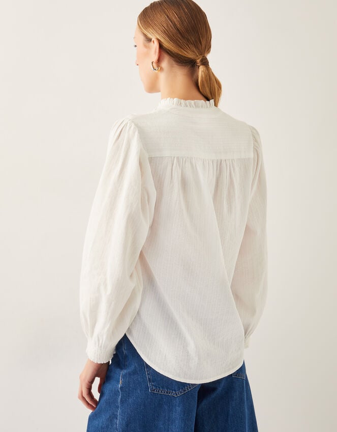 Chiara Frill Cotton Blouse, Ivory (IVORY), large