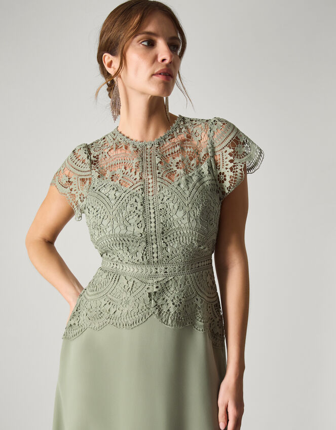 Monica Lace Midi Bridesmaid Dress Green