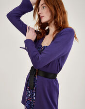 Ottoman Rib Midi Cardigan with LENZING™ ECOVERO™ , Purple (PURPLE), large