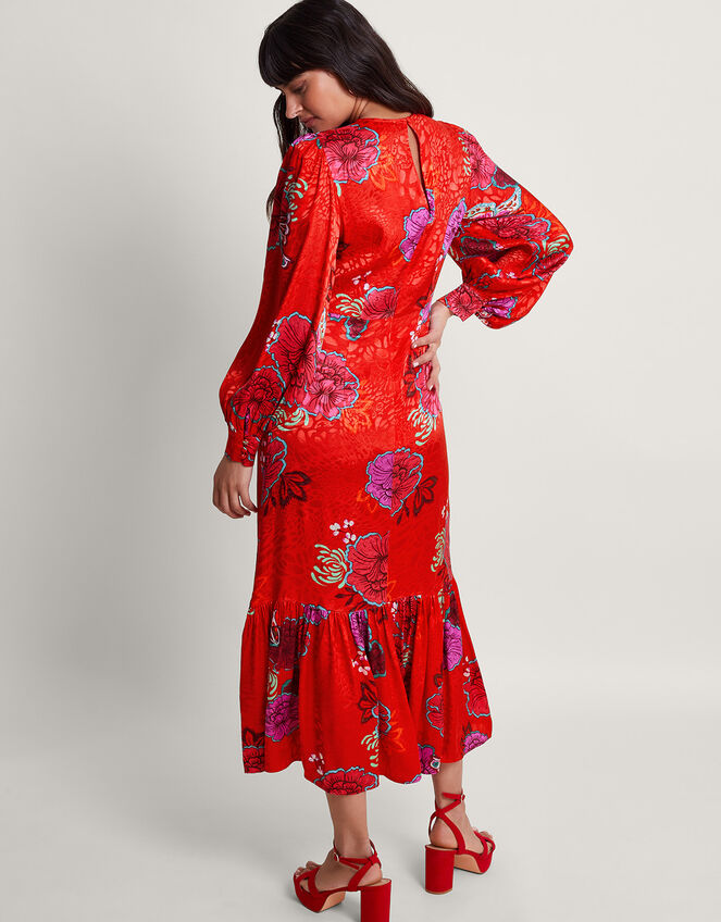 Esme Floral Tea Dress, Red (RED), large