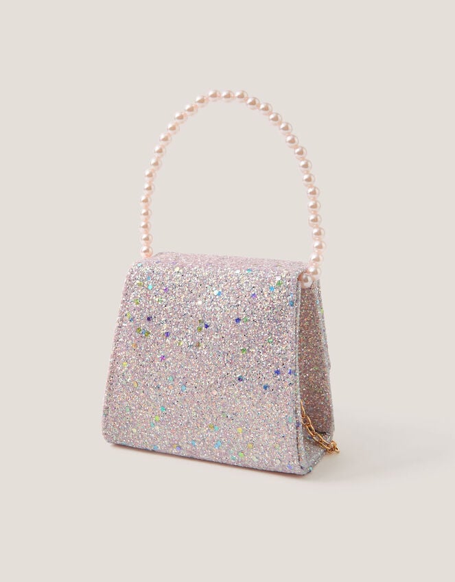Bow Glitter Pearl Handle Bag, , large