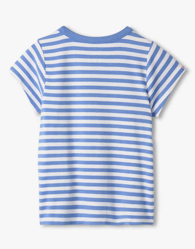 Hatley Sequin Flower Stripe T-Shirt, Blue (BLUE), large