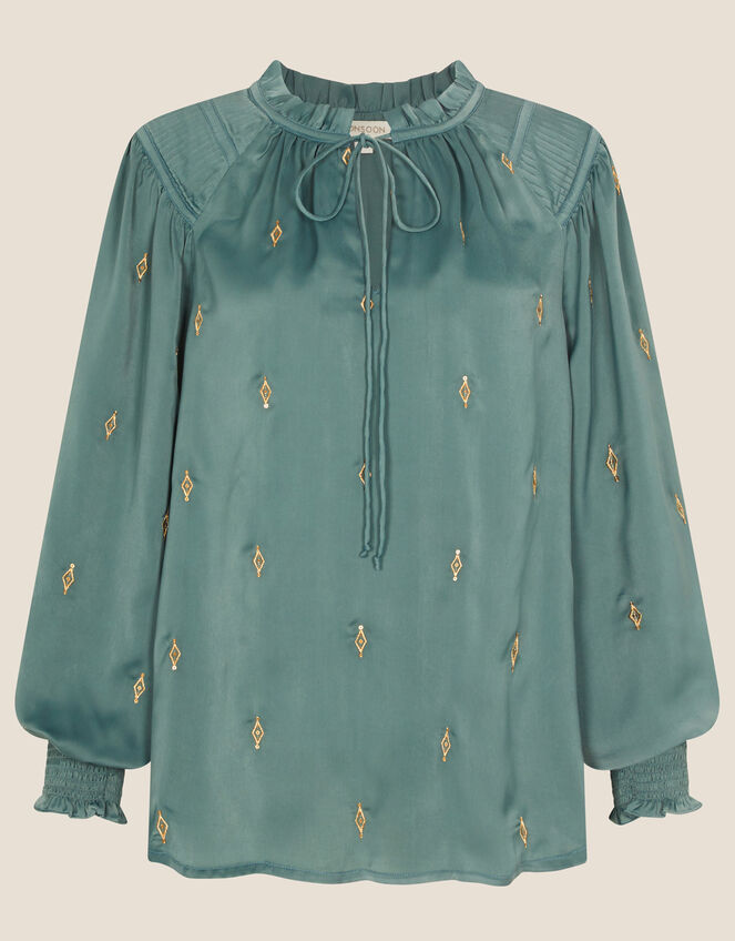 Judy Embroidered Blouse, Green (SAGE), large