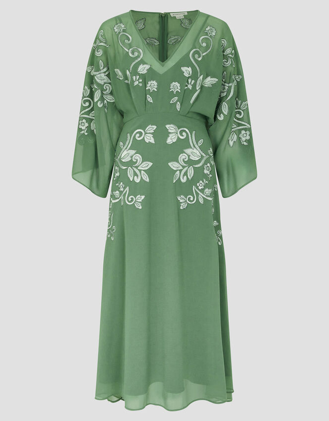 Hannah Embroidered Tea Dress, Green (GREEN), large