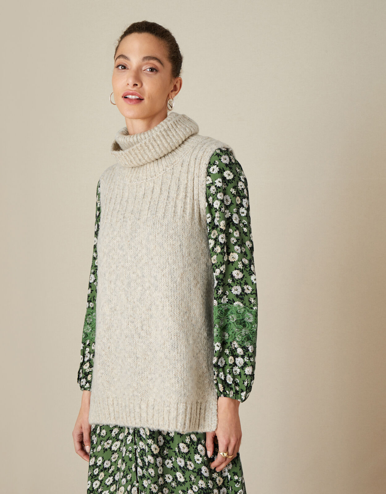 sleeveless cowl neck sweater