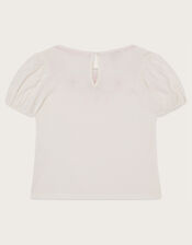 Crochet Gem Detail T-Shirt, Ivory (IVORY), large