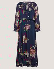 Amber Floral Ruffle Maxi Dress, Blue (NAVY), large