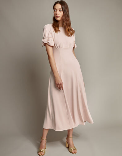 Belle Bow Sleeve Midi Dress, Pink (BLUSH), large