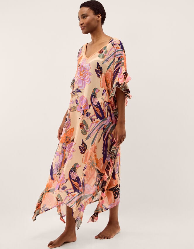 Carmen Frill Floral Maxi Kaftan, , large