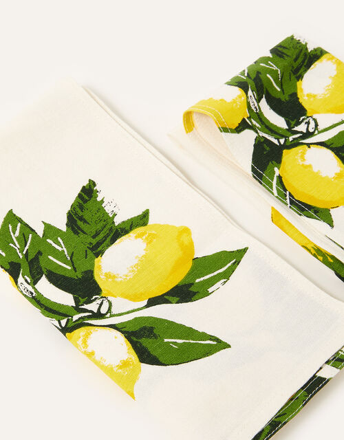 Lemon Print Reusable Napkin Set, , large