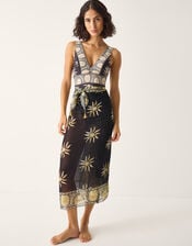 Tanya Plunge Sun Print Swimsuit, Black (BLACK), large