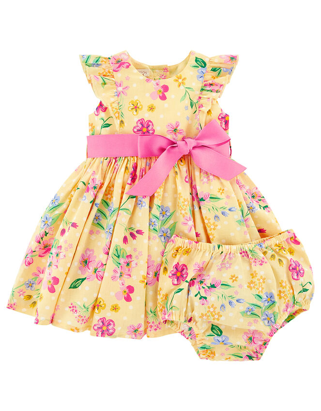 Newborn Baby Florence Floral Dress and Briefs, Yellow (YELLOW), large