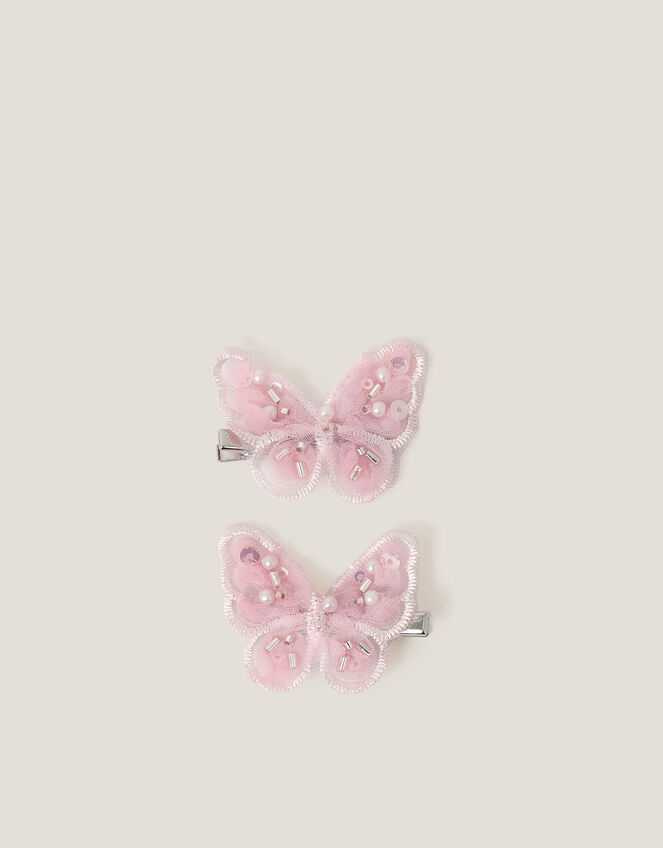 2-Pack Embellished Butterfly Bridesmaid Hair Clips, Pink (PINK), large