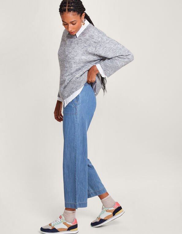 Harper Crop Wide Leg Pull-On Jeans Regular Length, Blue (DENIM BLUE), large