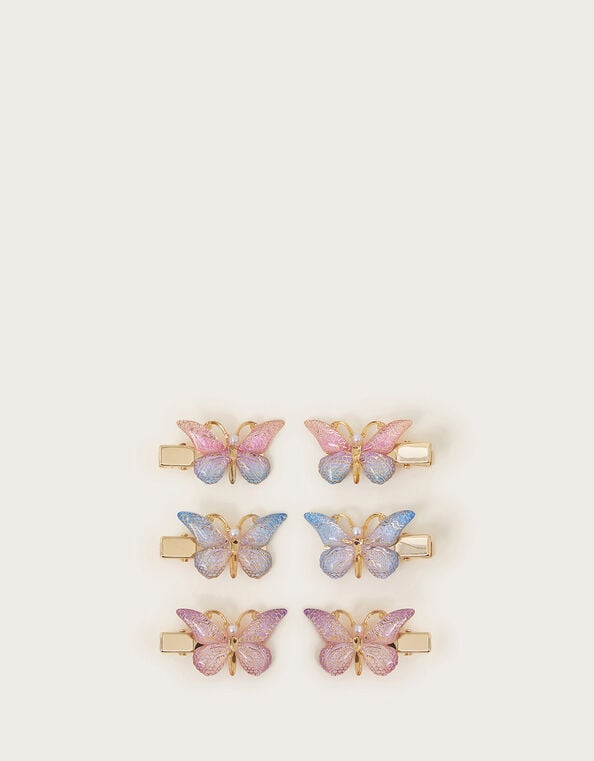 6-Pack Rainbow Butterfly Hair Clips, , large