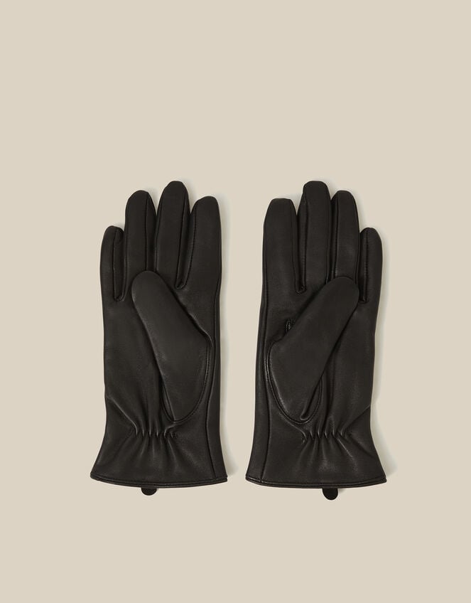 Sadie Bow Leather Gloves, Black (BLACK), large