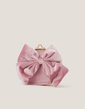 Velvet Bow Clip Frame Bag, Pink (PALE PINK), large