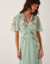 Cora Embellished Floral Midi Dress, Green (SAGE), large
