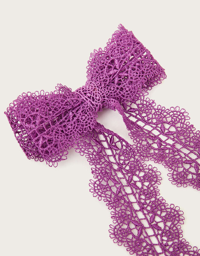 Long Lacy Bow Hair Clip, , large