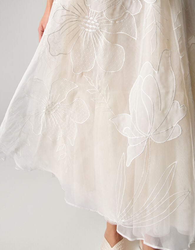 Rosie Embroidered Floral Wedding Skirt, Ivory (IVORY), large