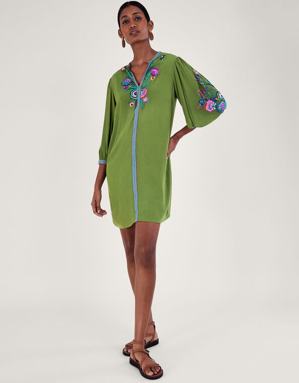 Kaitlyn Bird Embroidered Tunic, Green (GREEN), large