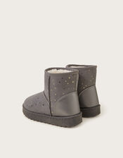 Metallic Spot Suedette Ankle Boots, Grey (GREY), large