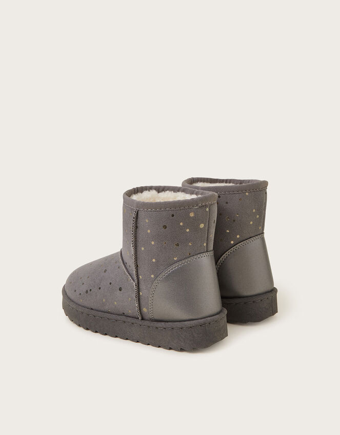 Metallic Spot Suedette Ankle Boots, Grey (GREY), large
