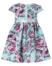 Baby Leena Floral Scuba Occasion Dress, Blue (PALE BLUE), large