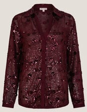 Seema Sequin Shirt, Purple (AUBERGINE), large