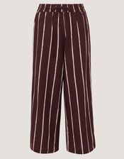 Callie Thorpe x Monsoon Stripe Linen Blend Wide Leg Trousers, Brown (BROWN), large