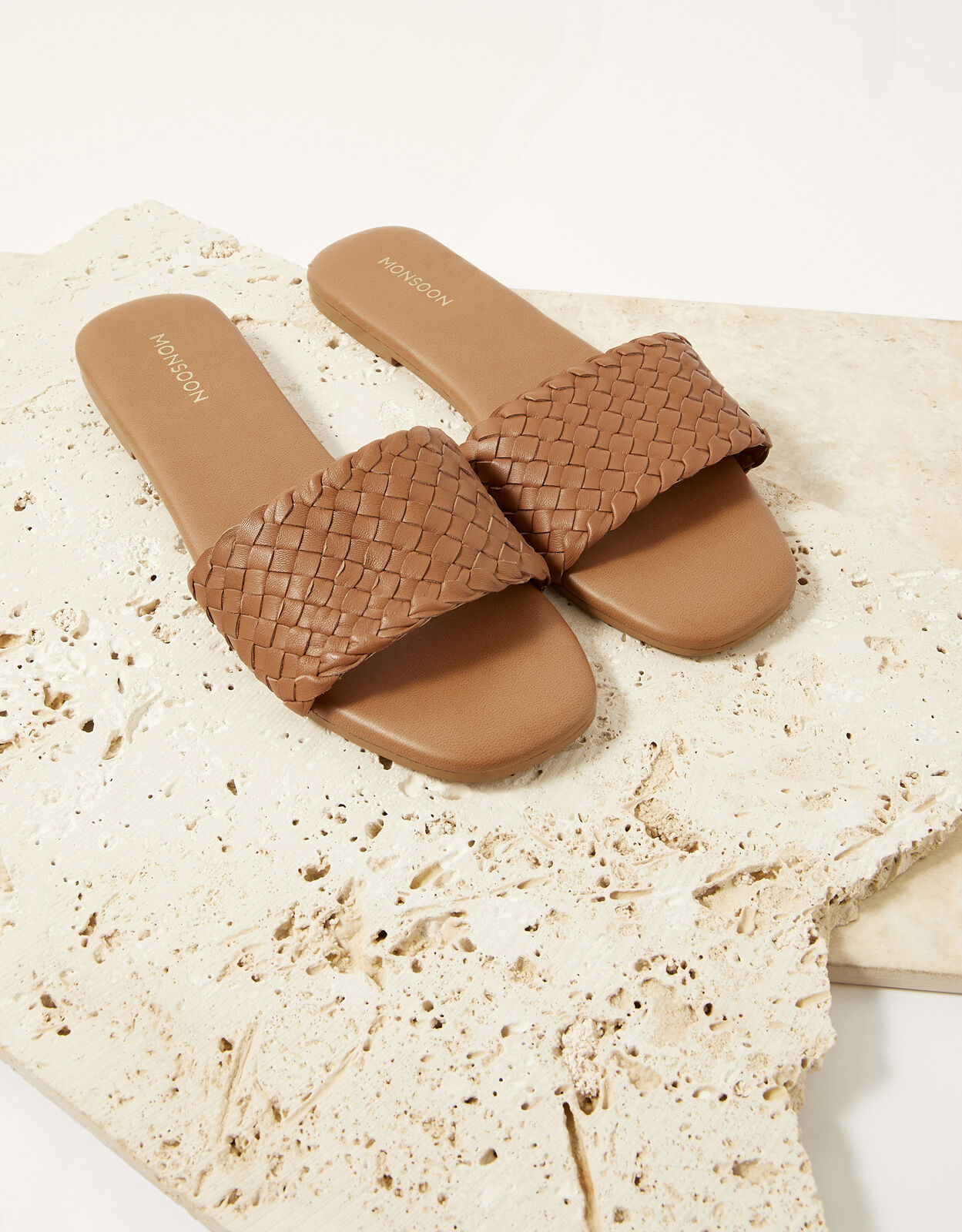 Tan leather sliders hot sale uk