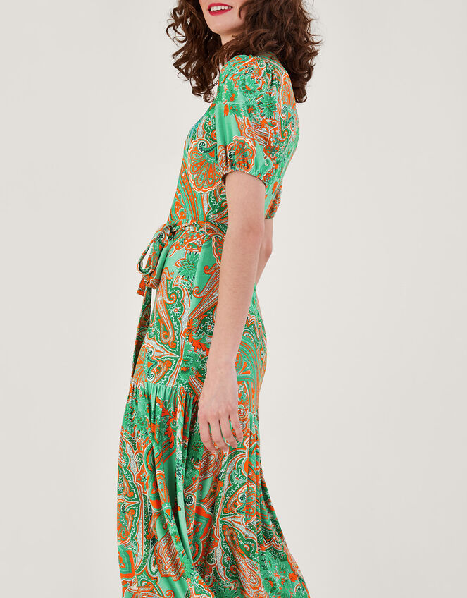 Skye Scarf Print Dress, Green (GREEN), large