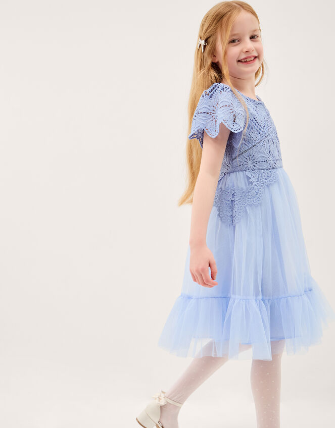 Monica Floral Lace Tulle Dress Blue | Girls' Dresses | Monsoon UK.