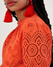 Alessa Cutwork Top with Organic Cotton, Orange (ORANGE), large
