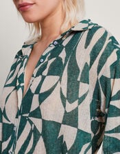 Geometric Print Shirt, Green (GREEN), large