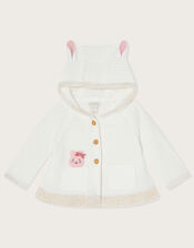 Newborn Mouse Pocket Knit Cardigan, Ivory (IVORY), large