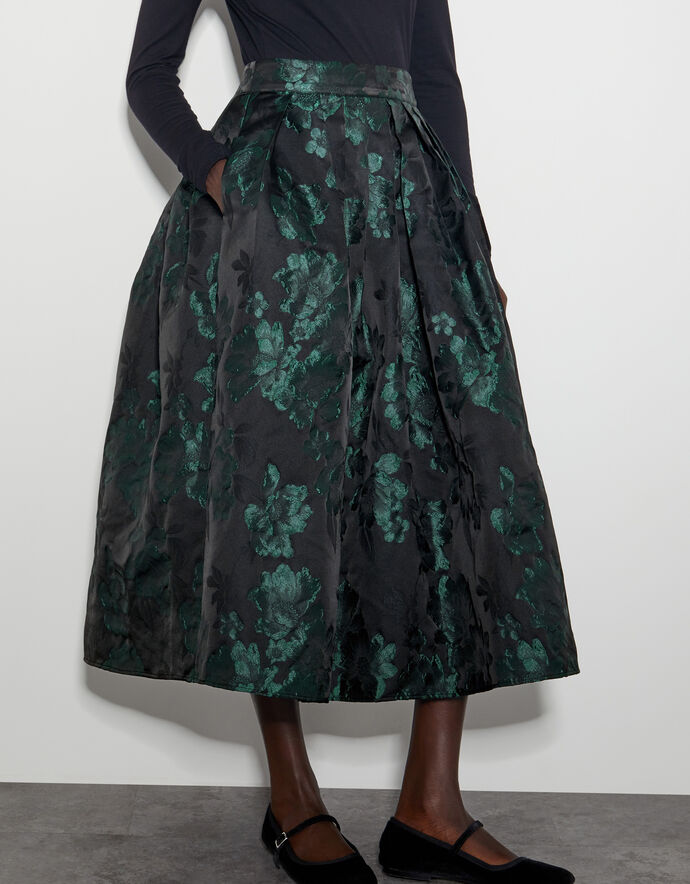 Green - Jacquard Weave Cotton Wrap Around Skirt 19