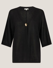 Beth Single Button Cardigan, Black (BLACK), large