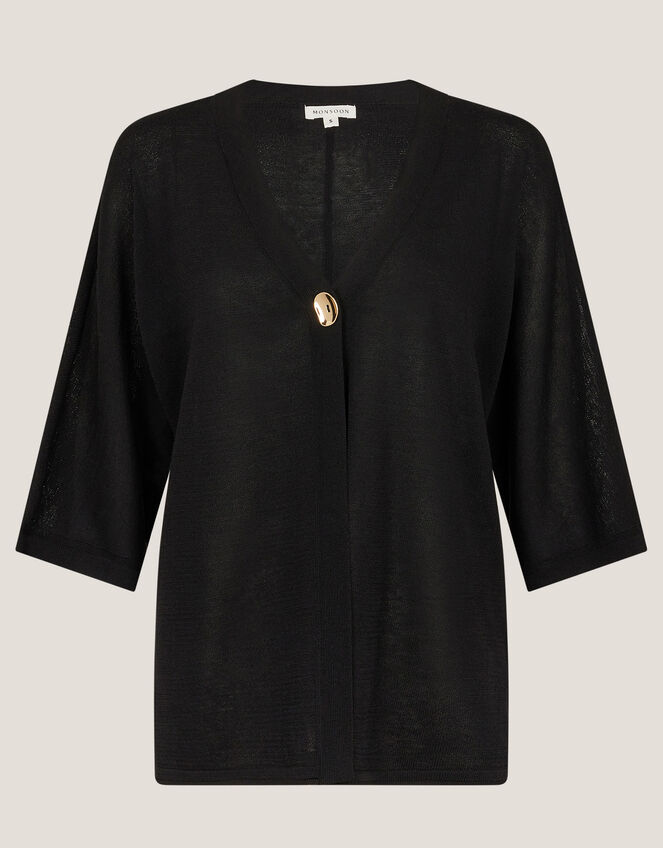 Beth Single Button Cardigan, Black (BLACK), large