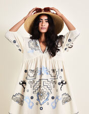 Hallie Embroidered Kaftan, Ivory (IVORY), large