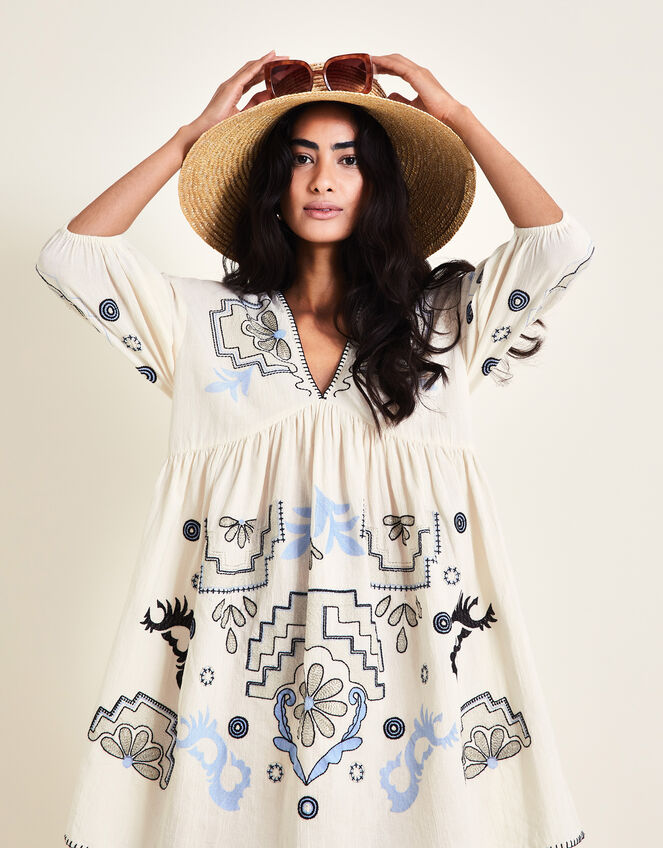Hallie Embroidered Kaftan, Ivory (IVORY), large