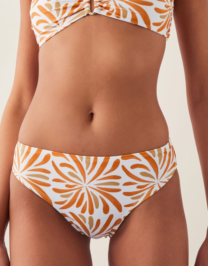 Cece Block Print Bikini Bottom Orange