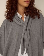Samia Knitted Scarf Cape, Grey (CHARCOAL), large