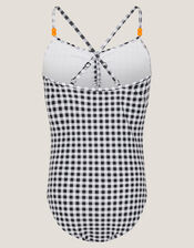 Gingham Cut Out Swimsuit, Black (BLACK), large