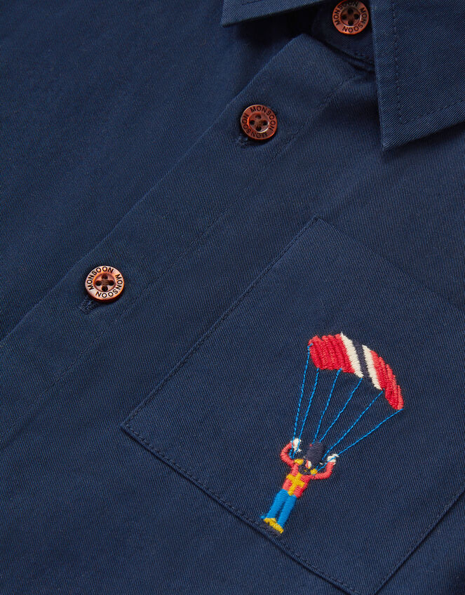 London Embroidered Twill Shirt, Blue (BLUE), large