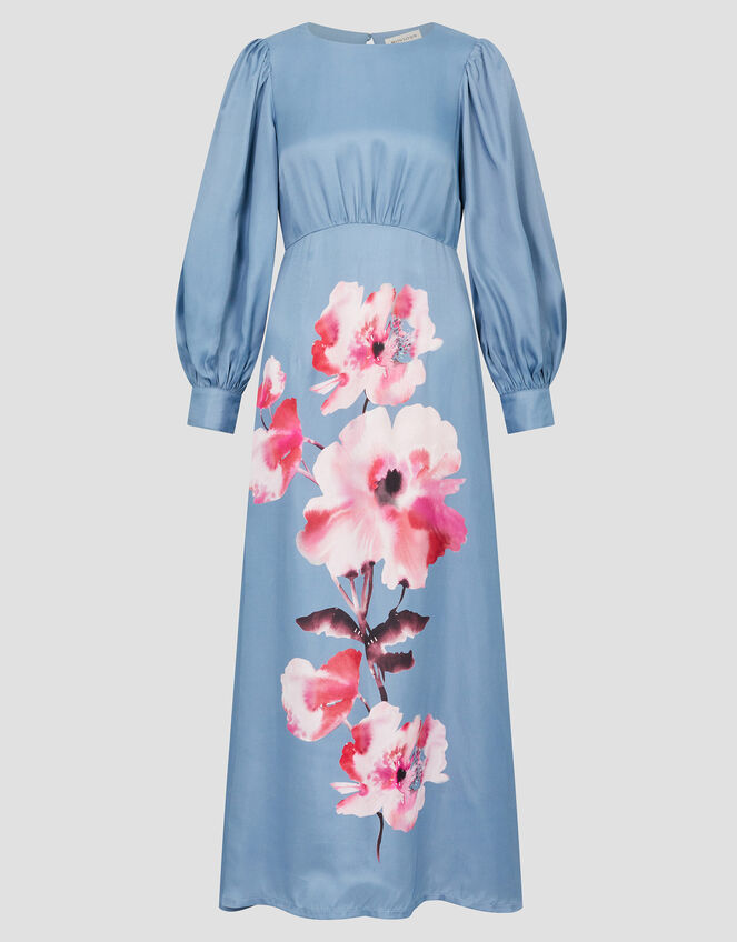 Sia Satin Floral Maxi Dress, Blue (PALE BLUE), large